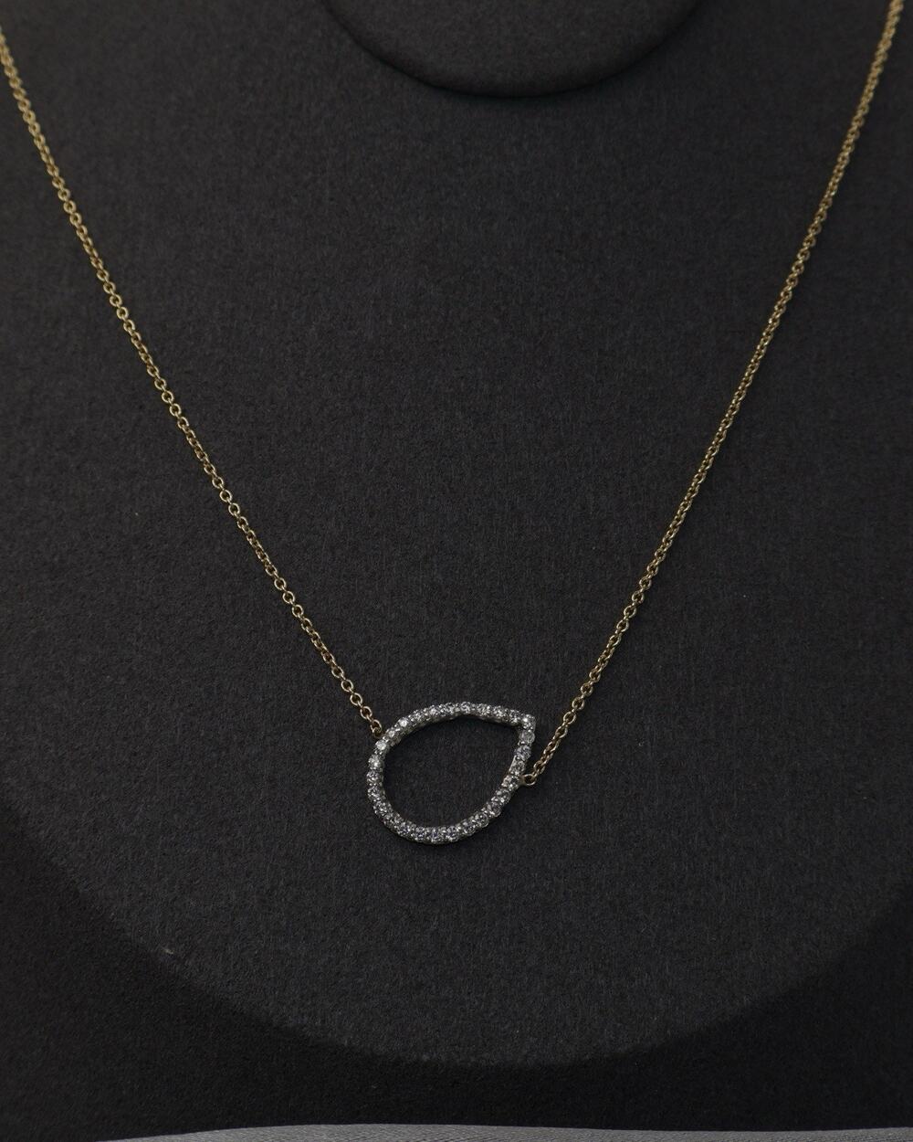 14k Yellow & White Gold Natural Diamond Teardrop Necklace 3G / 20in